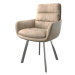 DELIFE Jídelní židle Abelia-Flex s područkou béžová vintage oválná podnož nerezové oceli