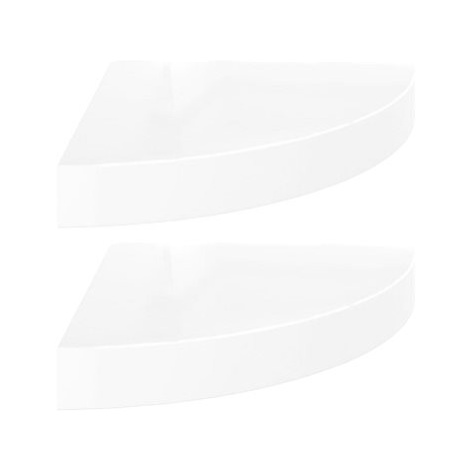 Shumee plovoucí rohové 2 ks bílé vysoký lesk 25×25×3,8 cm MDF, 323887