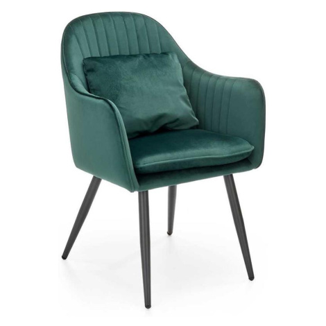 Židle K464 samet/kov tmavě zelená 58x59x84 BAUMAX