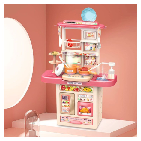 Kompaktní dětská kuchyňka s LED + 10 doplňků - růžová