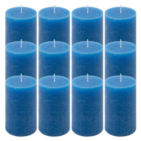 Modrá parafínová svíčka rustikální 11,5 cm, 40 h, sada 12 ks