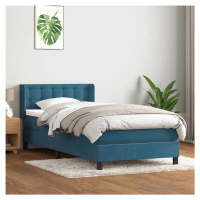 vidaXL Box spring postel s matrací tmavě modrá 90x220 cm samet