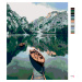 Malování podle čísel - PRAMICE NA JEZEŘE V HORÁCH Rozměr: 40x50 cm, Rámování: vypnuté plátno na 