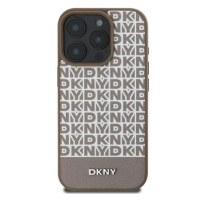 DKNY PU Leather Repeat Pattern Bottom Stripe MagSafe Zadní Kryt pro iPhone 16 Pro Max Brown