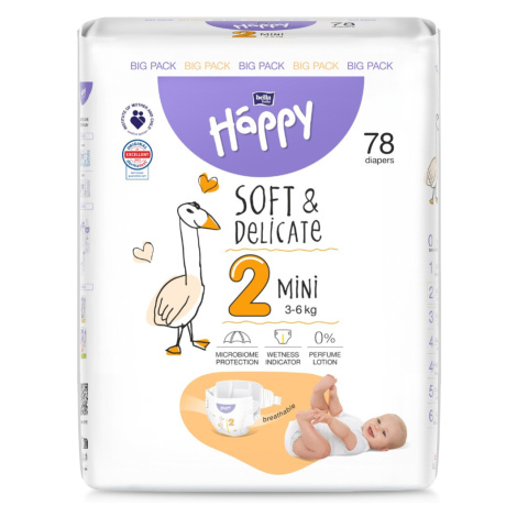 Bella Baby Happy Soft&Delicate 2 Mini 3–6 kg dětské pleny 78 ks