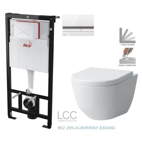 ALCADRAIN Sádromodul předstěnový instalační systém s bílým/ chrom tlačítkem M1720-1 + WC LAUFEN  AKCE/SET/ALCA