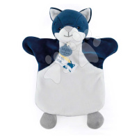 Plyšový vlk na loutkové divadlo Wolf Hand Puppet Doudou et Compagnie modrý 25 cm od 0 měs