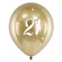 PartyDeco Latexové balónky - zlaté číslo 21 6 ks