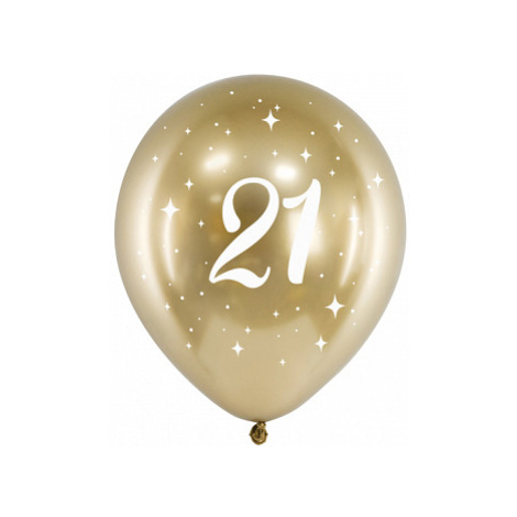 PartyDeco Latexové balónky - zlaté číslo 21 6 ks