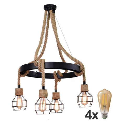 LED Lustr na lanku ROPE ALEGRA 4xE27/10W/230V Donoci