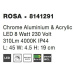NOVA LUCE nástěnné svítidlo nad zrcadlo ROSA chromovaný hliník a akryl LED 8W 230V 4000K IP44 81