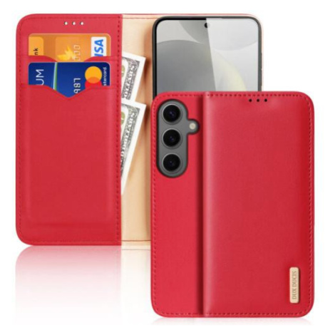 Kožený obal na Samsung Galaxy S24 5G DUX DUCIS Hivo s RFID blokováním Red DUX DUCIS SKIN