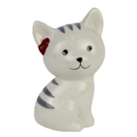 Kasička kočka sedící porcelán bílá 17cm
