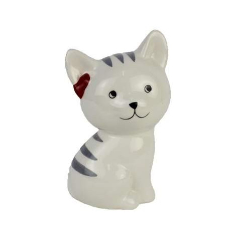 Kasička kočka sedící porcelán bílá 17cm Morex