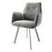 DELIFE Jídelní židle Zoa-Flex šedý samet oválná podnož z nerezové oceli