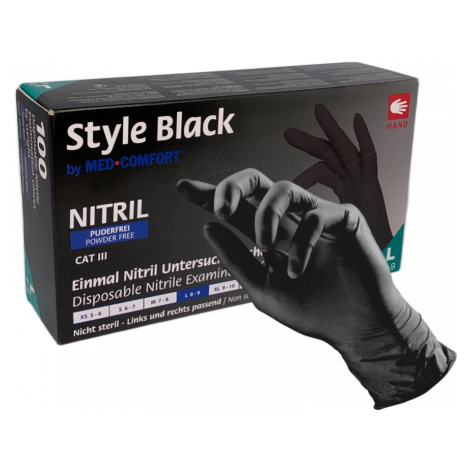 Nitrile Gloves Powderfree - černé bezpúdrové nitrilové rukavice, 100 ks (zn. Style Black) S - sm