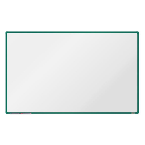 boardOK Bílá magnetická tabule s emailovým povrchem 200 × 120 cm, zelený rám