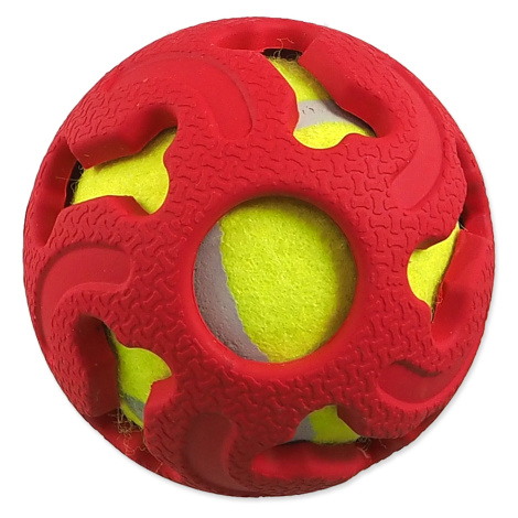 Dog Fantasy Míček gumový s tenisákem 7,5 cm červený