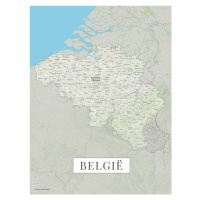 Mapa Belgie color, 30x40 cm