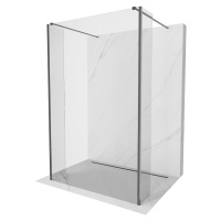 MEXEN/S Kioto Sprchová zástěna WALK-IN volněstojící 95 x 30 x 30 cm, transparent, grafit kartáčo