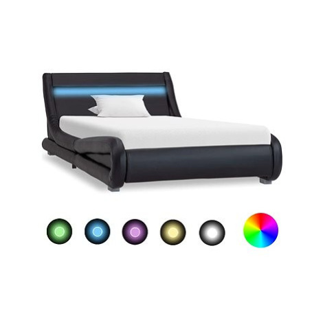 Rám postele s LED světlem černý umělá kůže 90x200 cm SHUMEE