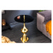 Estila Luxusní art deco příruční stolek Marietta se zlatou ozdobnou podstavou a černou kulatou v