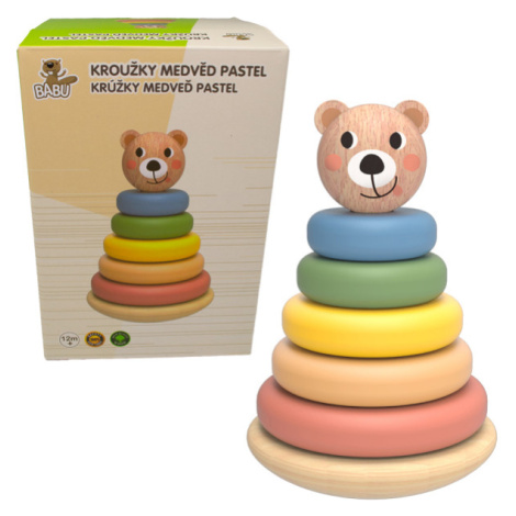 BABU - Skládací pyramida pastelové kroužky MEDVĚD - 16TK-F004N