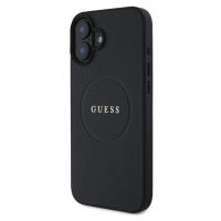 Zadní kryt Guess PU Grained Classic Logo MagSafe pro Apple iPhone 16, černá