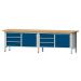 ANKE Dílenský stůl s šířkou 2800 mm, rámová konstrukce, 2 dveře, 6 zásuvek s plným výsuvem, desk