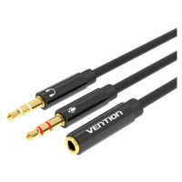 Kabel Vention 2x 3.5mm Male to 4-Pole Female 3.5mm Audio Cable 0.3m BBTBY Black