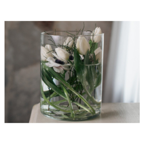 Skleněná váza 19x25 cm, průhledná válcová Asko