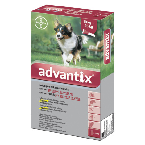 Advantix spot-on pro psy od 10 kg do 25 kg - 2 x 2,5 ml