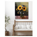Obrazy na stěnu - Sýkka sedící u slunečnice Rozměr: 40x50 cm, Rámování: vypnuté plátno na rám