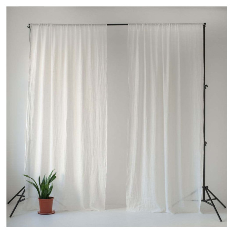 Bílý lněný lehký závěs s tunýlkem Linen Tales Daytime, 275 x 130 cm