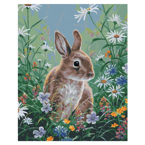 Malování podle čísel - KRÁLÍK A JARNÍ KVĚTINY (ABRAHAM HUNTER) Rozměr: 80x100 cm, Rámování: bez 