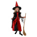 Dětský kostým čarodějnice černo-červená s kloboukem (M)