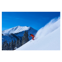Umělecká fotografie Man skiing down steep snow covered, Jakob Helbig, (40 x 26.7 cm)