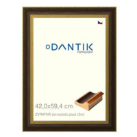 DANTIK rámeček 42 × 59,4, ZVRATNÝ černozlatý plast plexi čiré