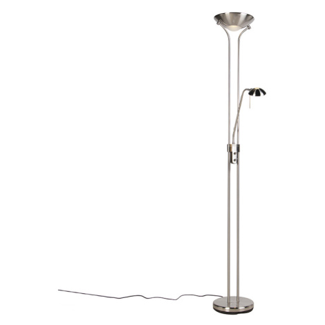 Stojací lampa z oceli s lampou na čtení vč. LED a stmívače - Diva 2 QAZQA