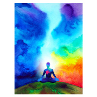 Ilustrace human meditate mind mental health yoga, Benjavisa, (30 x 40 cm)