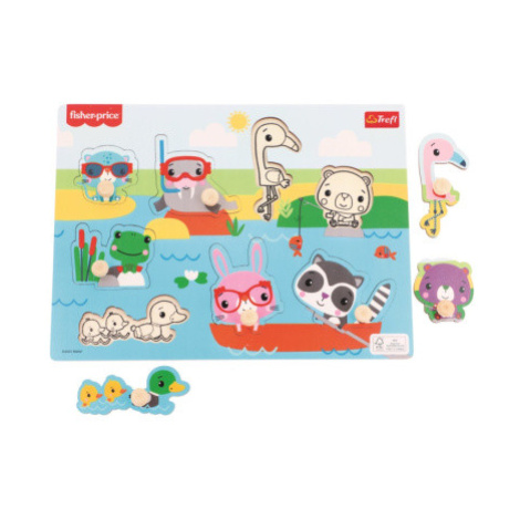 TREFL Dřevěná vkládačka Fisher Price Zvířátka u vody 144414