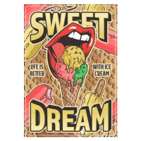 Umělecký tisk Ice cream colorful vintage flyer, IMOGI, (30 x 40 cm)