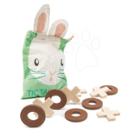 Dřevěná logická hra Tic Tac Toe Tender Leaf Toys 5 kroužků a 5 křížků v plátěném sáčku