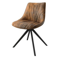 DELIFE Otočná židle Elda-Flex hnědá vintage křížová podnož hranatá otočná černá