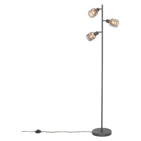 Designová stojací lampa černá se zlatým 3-světlem - Noud QAZQA