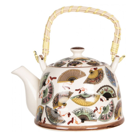 Porcelánová konvice na čaj se sítkem a vějíři – 800 m3 Clayre & Eef