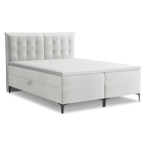Světle šedá boxspring postel s úložným prostorem 140x200 cm Mikana – Makamii