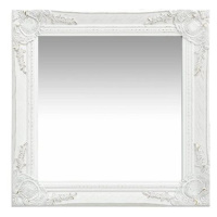 Nástěnné zrcadlo barokní styl 50 x 50 cm bílé