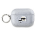 Karl Lagerfeld PU Embossed Karl and Choupette Heads Pouzdro pro AirPods Pro 2 Silver