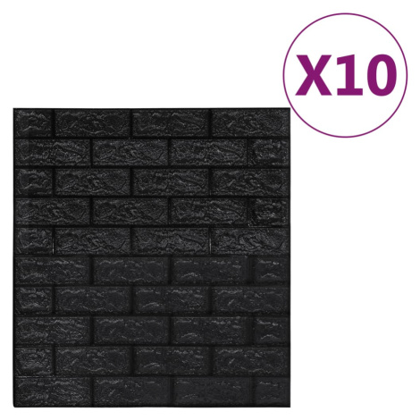 vidaXL 3D tapeta cihly samolepící 10 ks černá